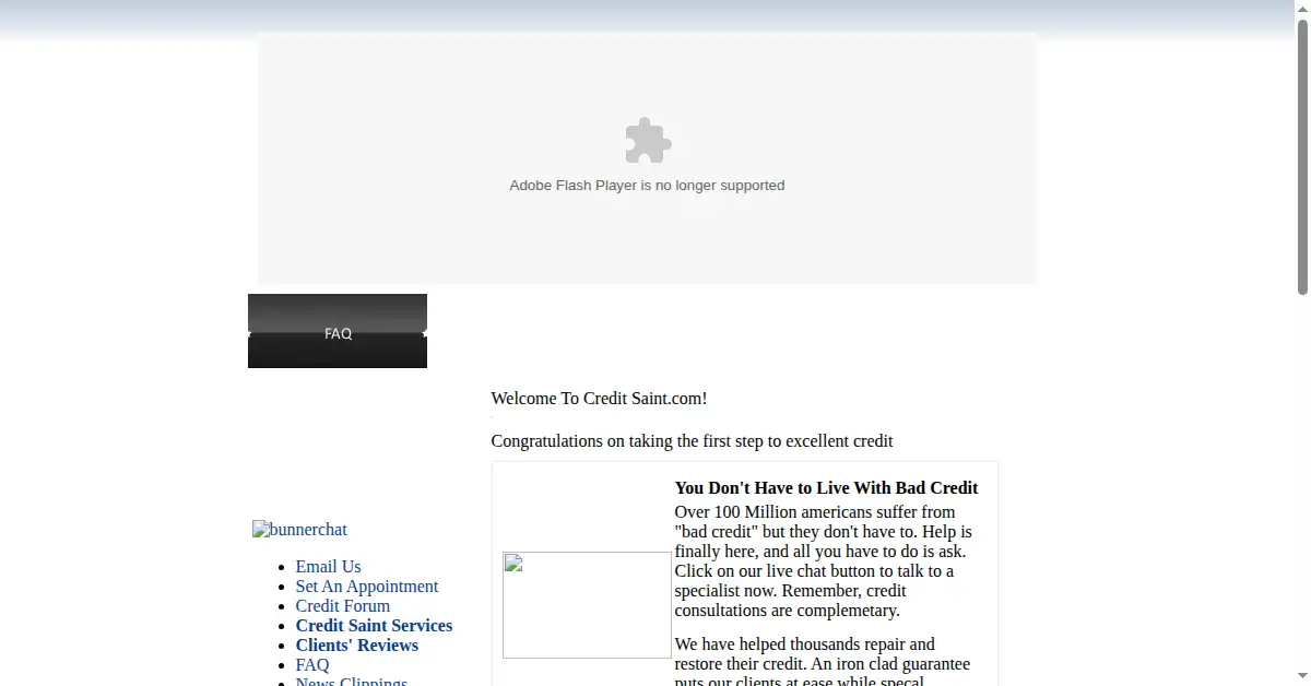 creditsaint.com as the Internet Archive first saved it, 7 Jan 2008