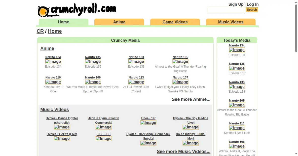 crunchyroll.com as the Internet Archive first saved it, 15 Jul 2006