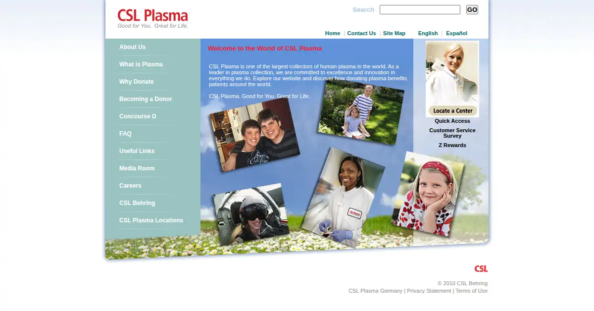cslplasma.com as the Internet Archive first saved it, 10 Sep 2010