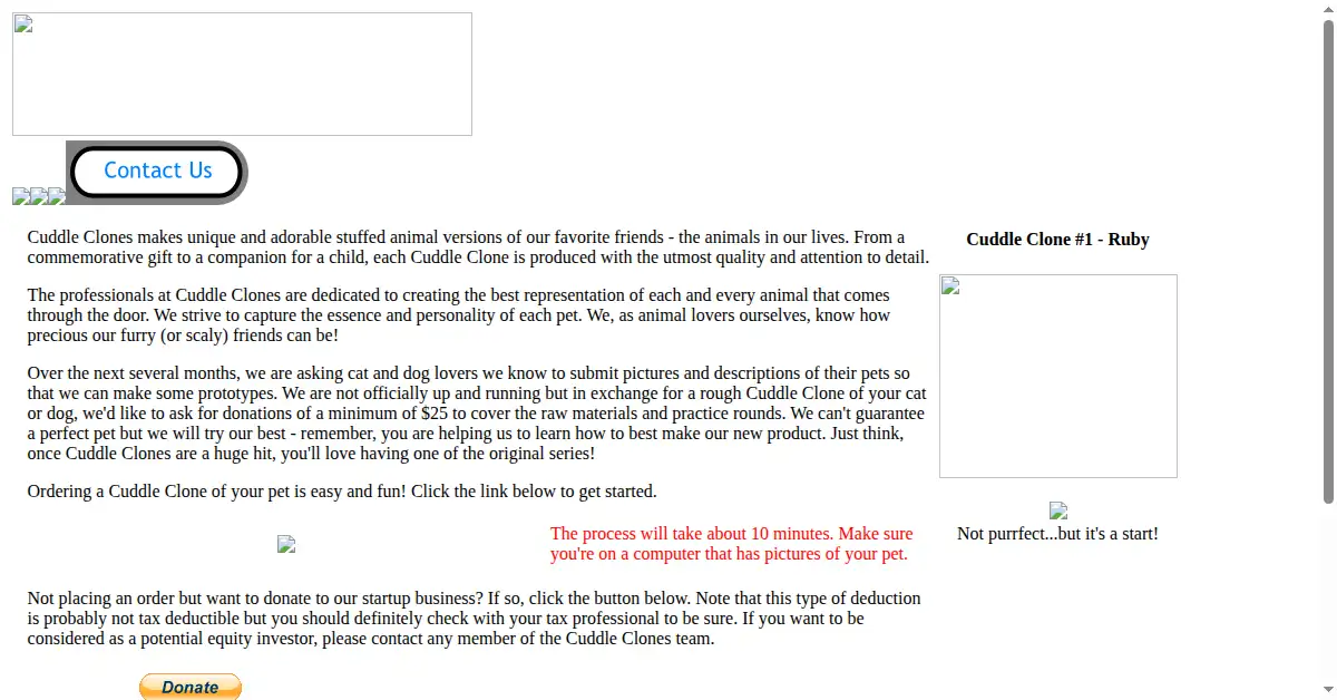 cuddleclones.com as the Internet Archive first saved it, 26 Sep 2010