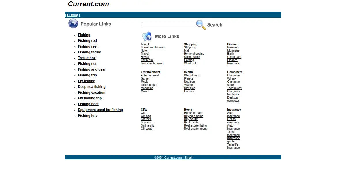 current.com as the Internet Archive first saved it, 1 Jan 2005
