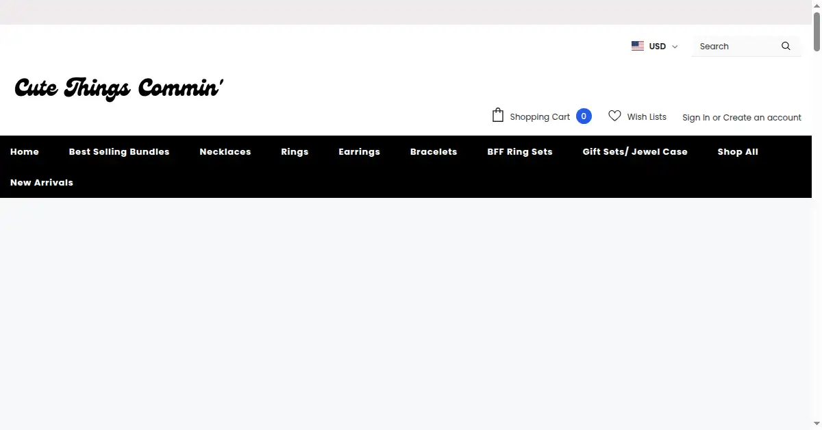 cutethingscommin.com as the Internet Archive first saved it, 15 Jan 2023