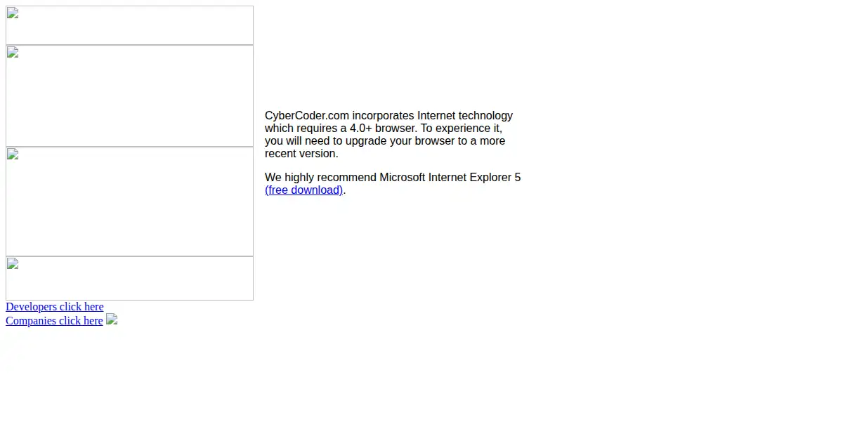 cybercoders.com as the Internet Archive first saved it, 7 Apr 2000