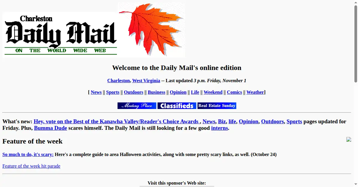 dailymail.com as the Internet Archive first saved it, 2 Nov 1996