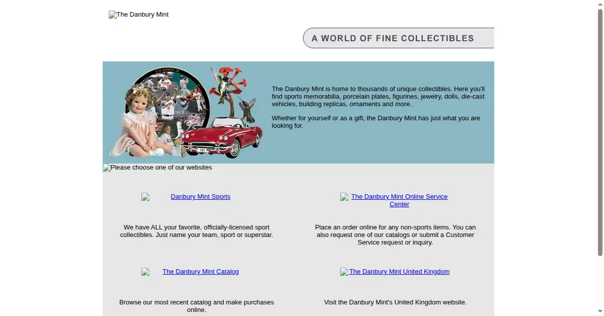 danburymint.com as the Internet Archive first saved it, 23 May 2003