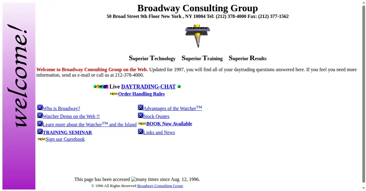 daytrading.com as the Internet Archive first saved it, 8 Feb 1997