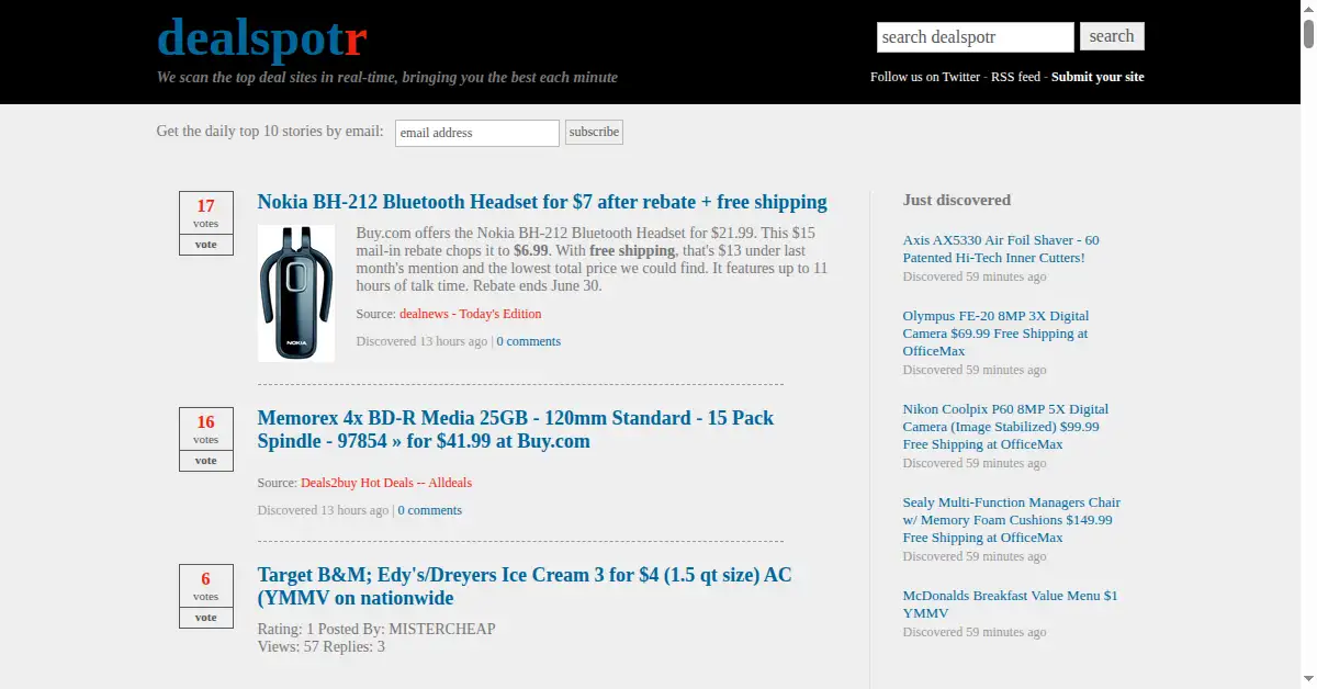 dealspotr.com as the Internet Archive first saved it, 29 Jun 2009