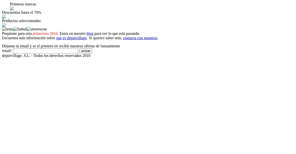 deporvillage.com as the Internet Archive first saved it, 28 Feb 2010