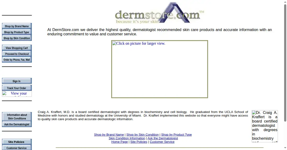 dermstore.com as the Internet Archive first saved it, 10 May 2000