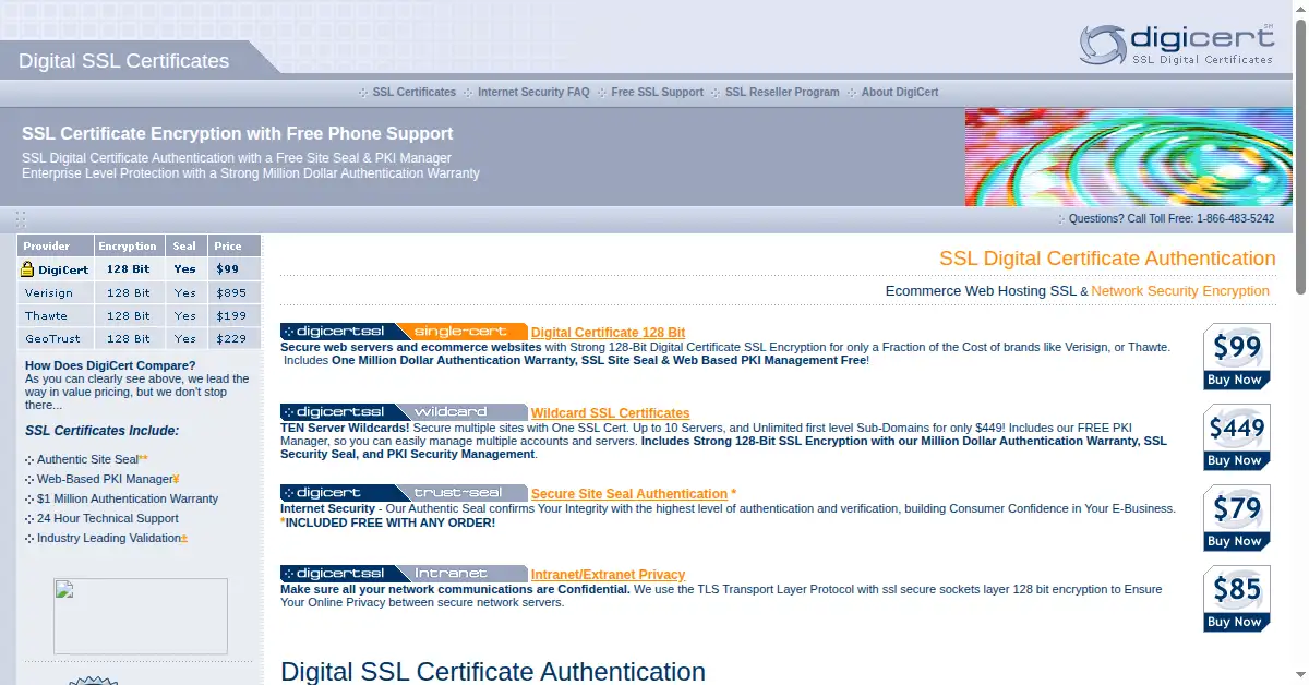 digicert.com as the Internet Archive first saved it, 19 Nov 2004