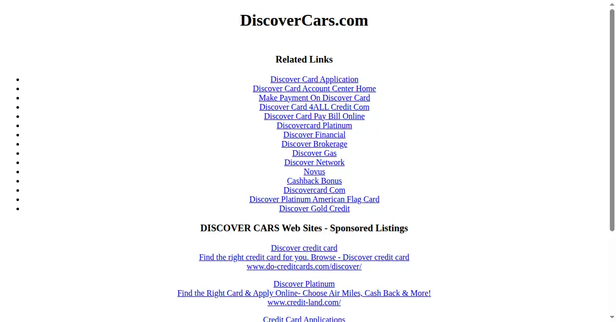 discovercars.com as the Internet Archive first saved it, 28 Mar 2007