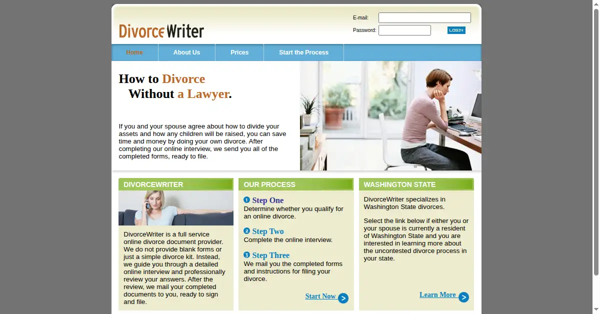 divorcewriter.com as the Internet Archive first saved it, 21 Sep 2006