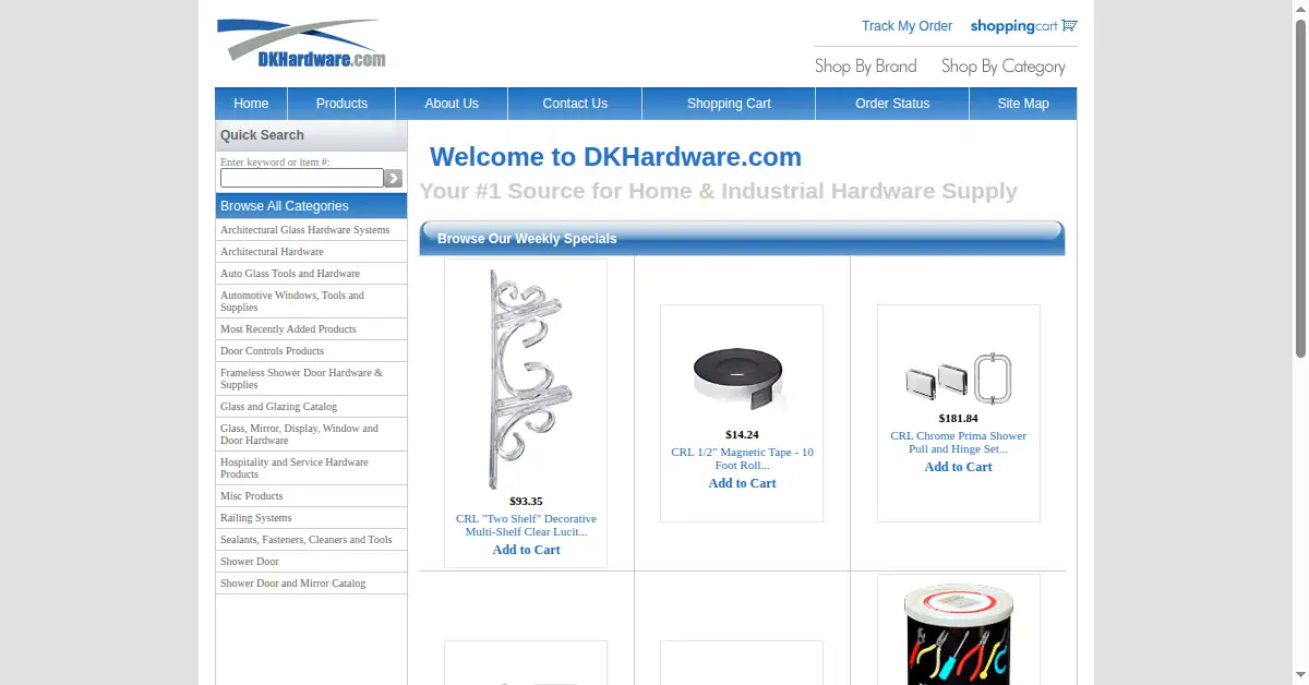 dkhardware.com as the Internet Archive first saved it, 20 Oct 2007