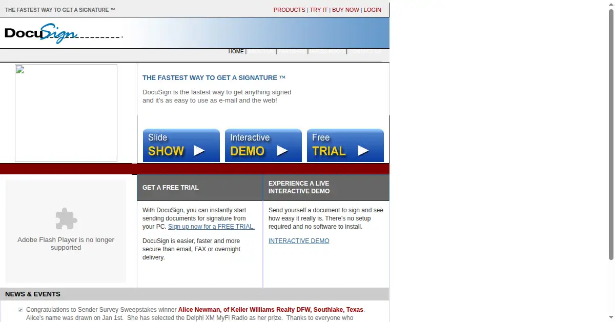 docusign.net as the Internet Archive first saved it, 11 Jan 2005