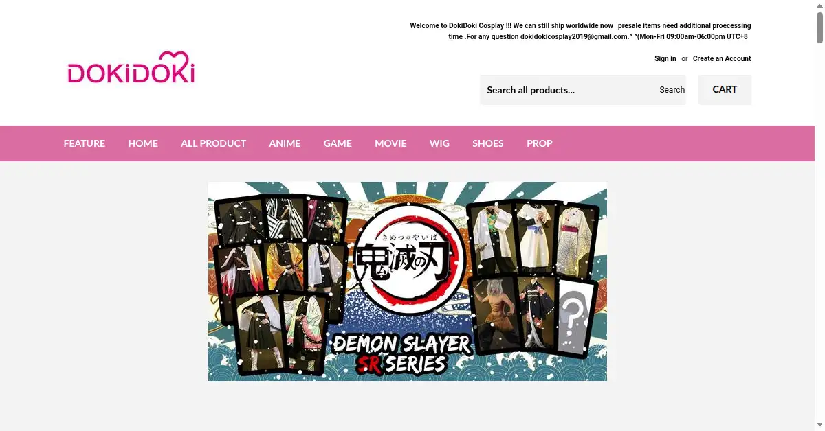dokidokicos.com as the Internet Archive first saved it, 9 May 2020