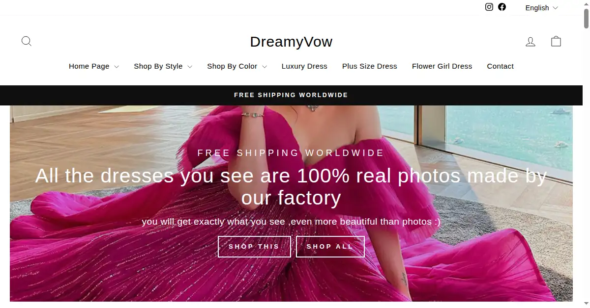 dreamyvow.com as the Internet Archive first saved it, 19 Jan 2024
