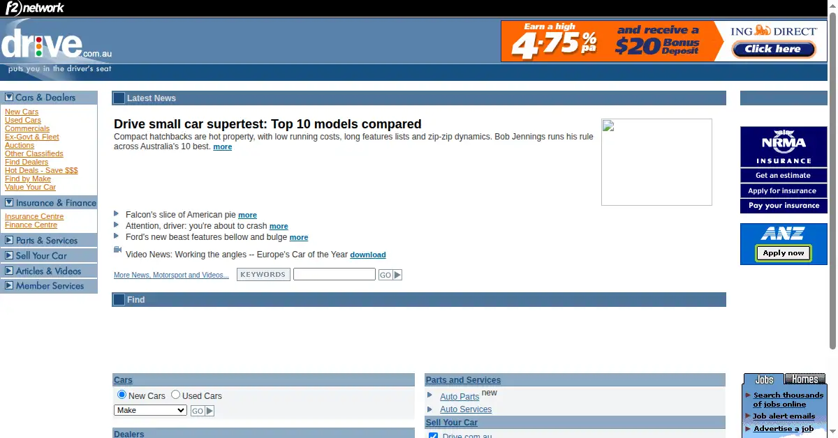drive.com.au as the Internet Archive first saved it, 24 Jan 2003