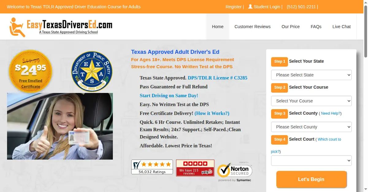 easytexasdriversed.com as the Internet Archive first saved it, 4 Aug 2020