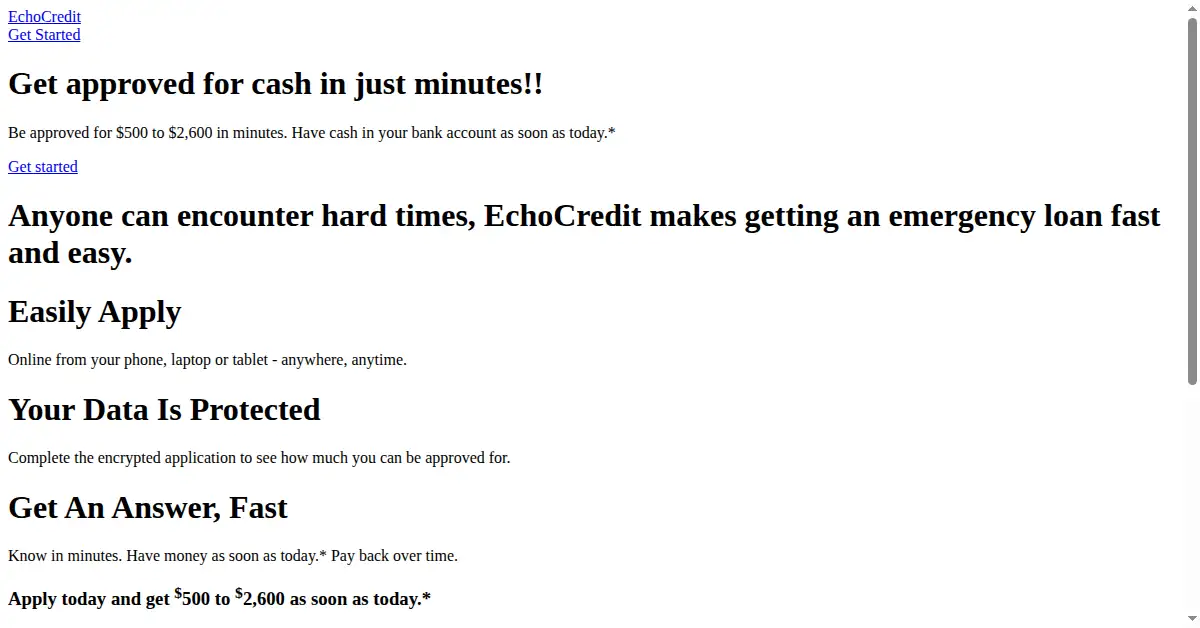 echocredit.com as the Internet Archive first saved it, 6 May 2019