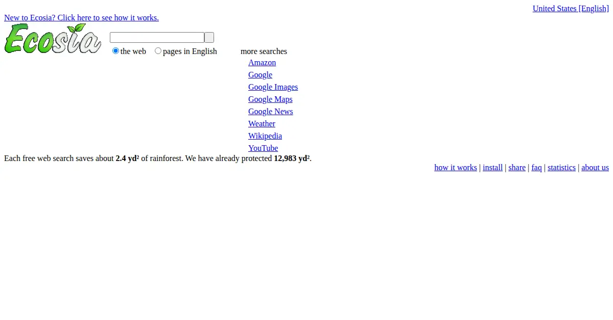 ecosia.org as the Internet Archive first saved it, 3 Dec 2009