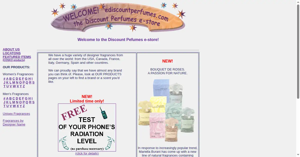 ediscountperfumes.com as the Internet Archive first saved it, 22 Aug 2001