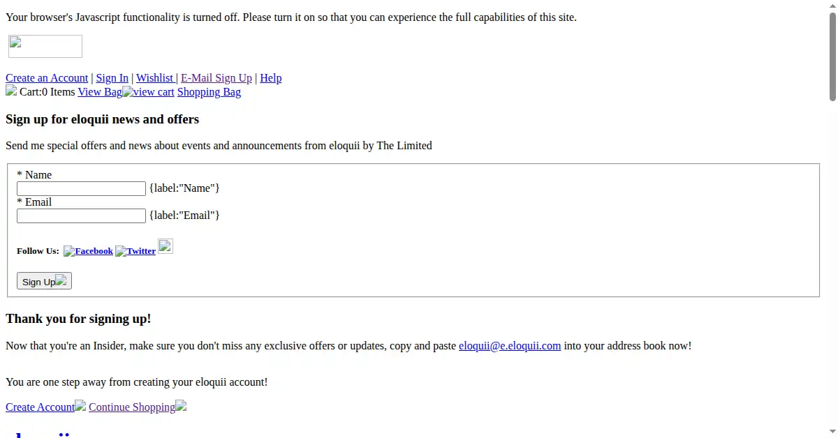 eloquii.com as the Internet Archive first saved it, 4 Jan 2012
