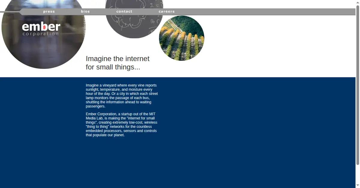 ember.com as the Internet Archive first saved it, 25 Sep 2001