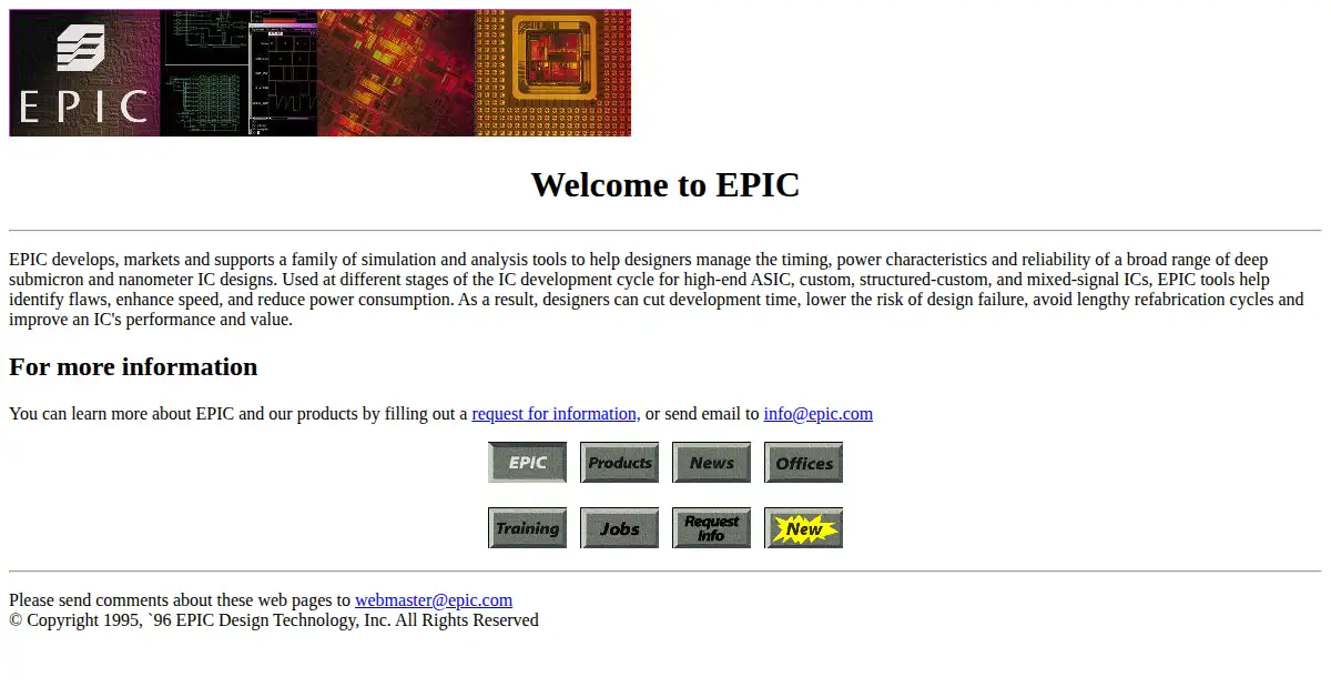 epic.com as the Internet Archive first saved it, 4 Nov 1996