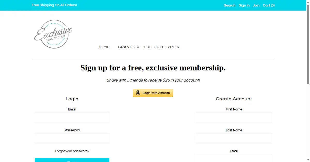 exclusivebeautyclub.com as the Internet Archive first saved it, 7 Aug 2015