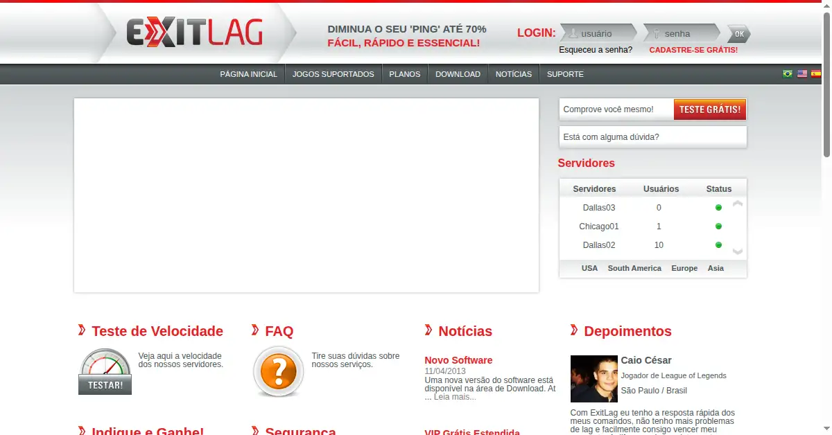 exitlag.com as the Internet Archive first saved it, 17 Apr 2013