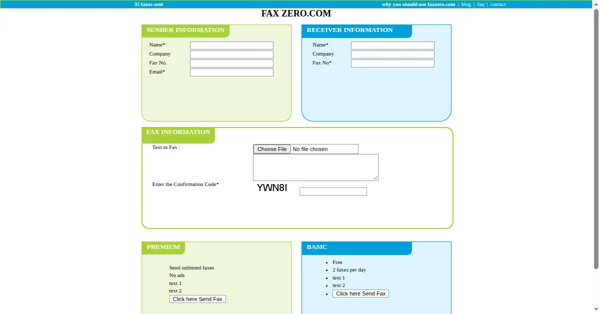 faxzero.com as the Internet Archive first saved it, 23 Apr 2006