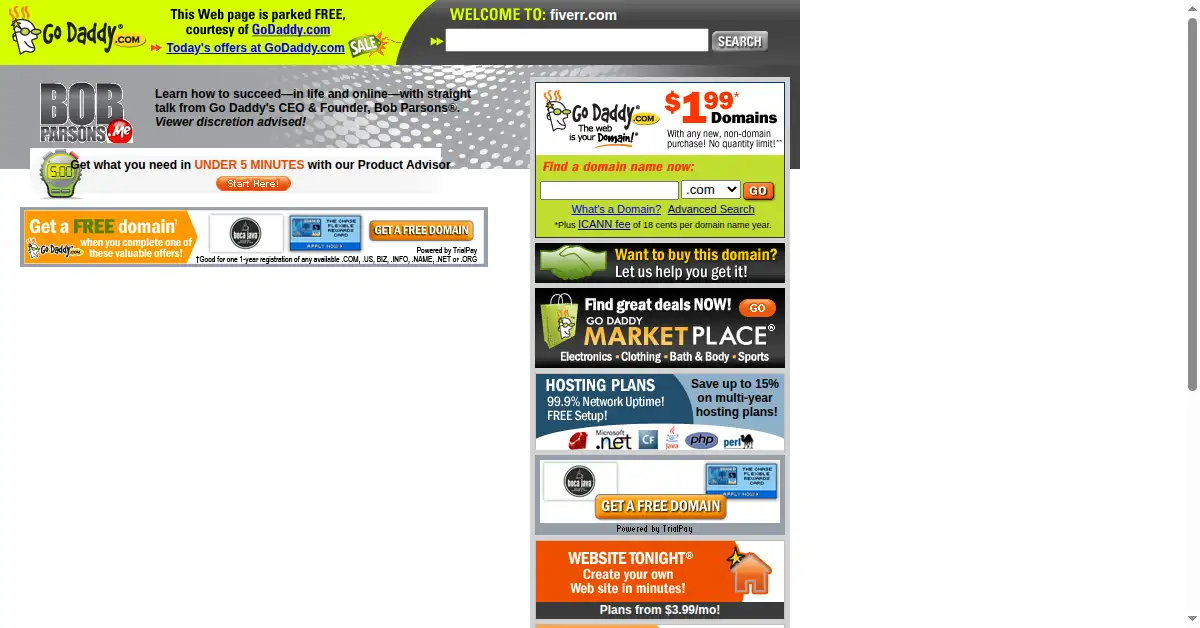 fiverr.com as the Internet Archive first saved it, 13 Dec 2009