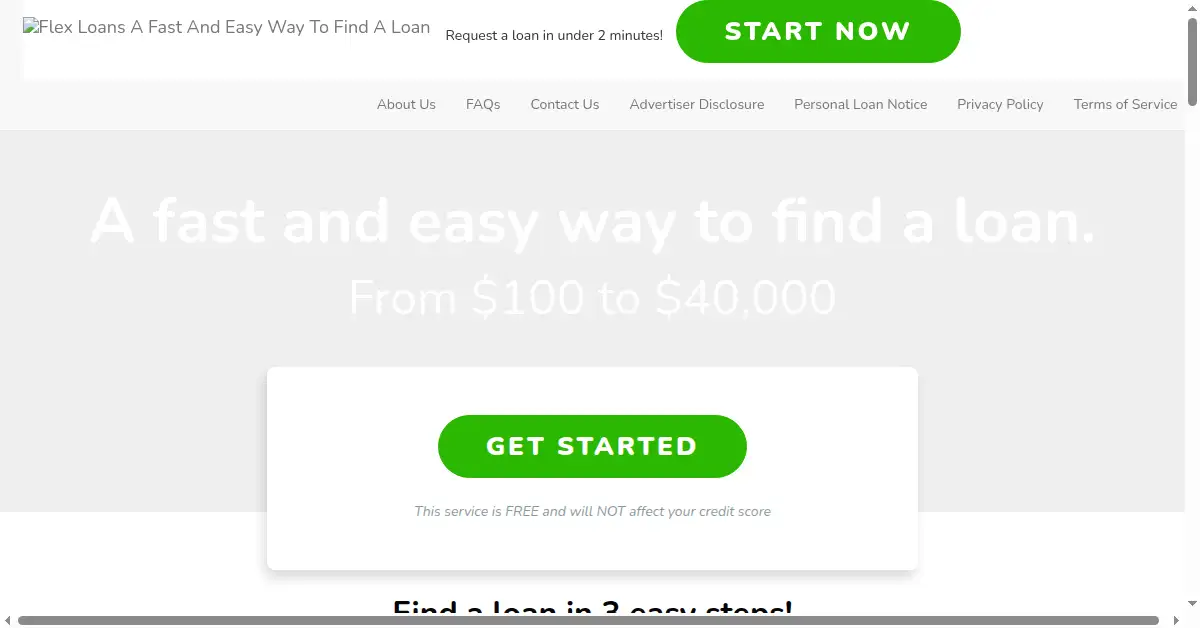 flexloans.xyz as the Internet Archive first saved it, 22 Jan 2022