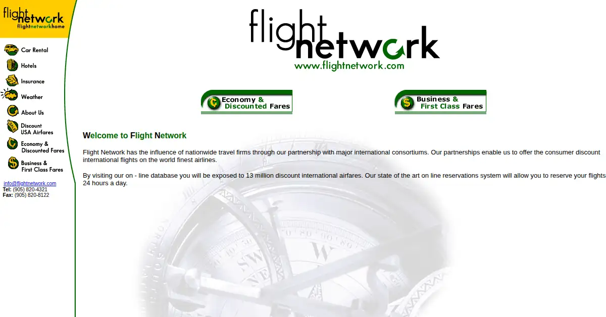 flightnetwork.com as the Internet Archive first saved it, 3 Mar 2000