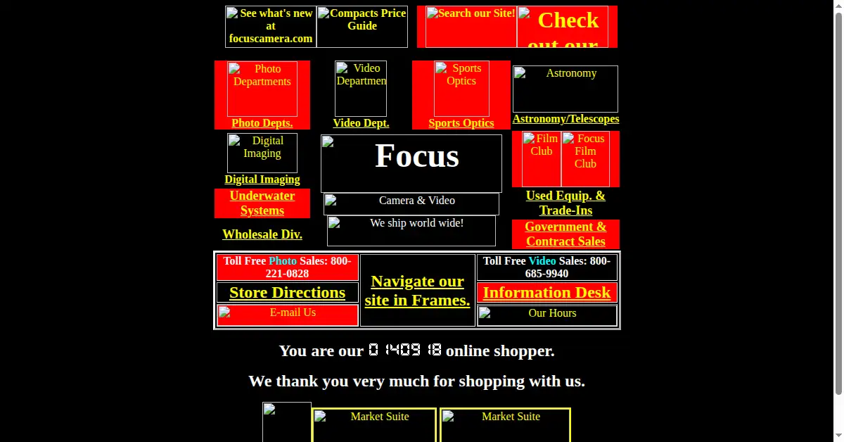 focuscamera.com as the Internet Archive first saved it, 16 Jan 1998