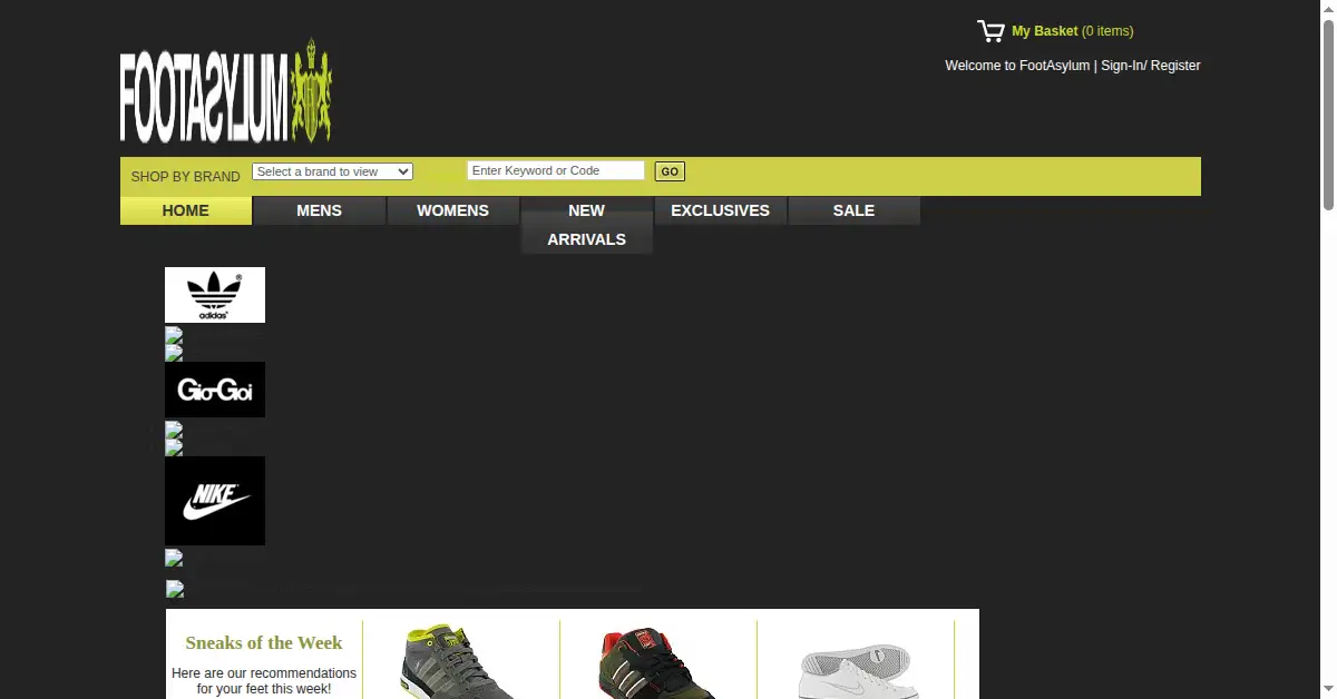 footasylum.com as the Internet Archive first saved it, 22 Jan 2009