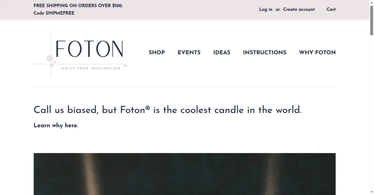 fotoncandle.com as the Internet Archive first saved it, 12 Jan 2022