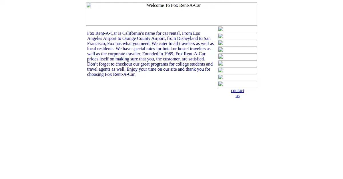 foxrentacar.com as the Internet Archive first saved it, 25 Jan 1999