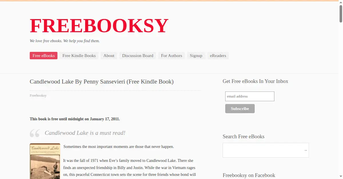 freebooksy.com as the Internet Archive first saved it, 18 Jan 2012
