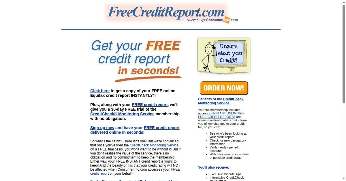 freecreditreport.com as the Internet Archive first saved it, 1 Feb 2003