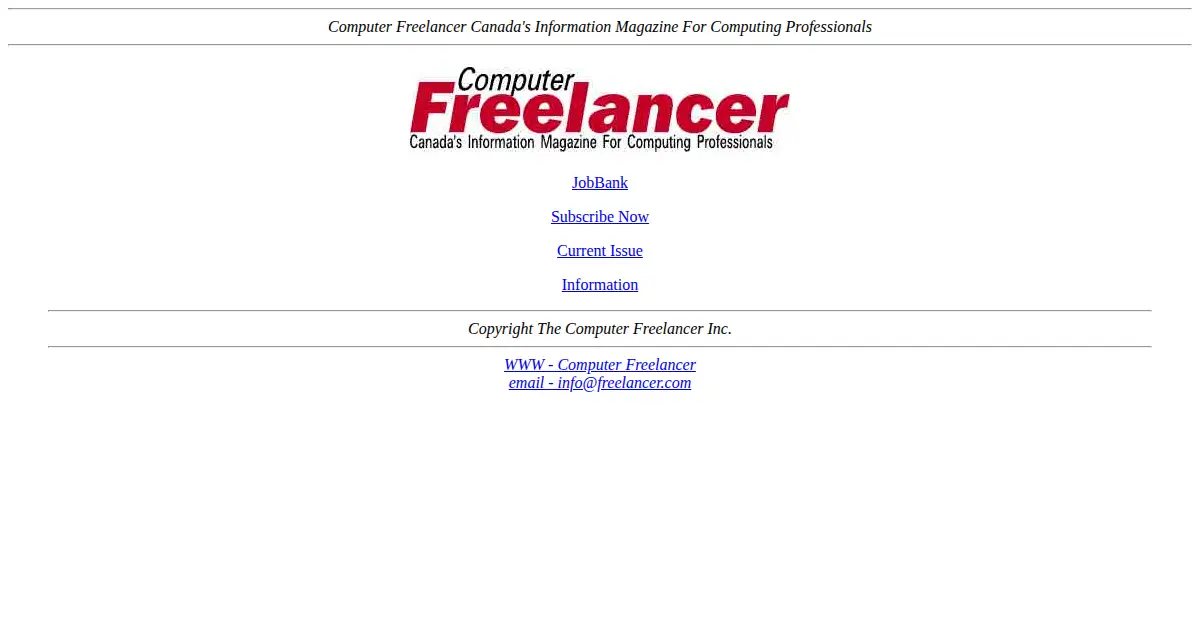 freelancer.com as the Internet Archive first saved it, 20 Dec 1996