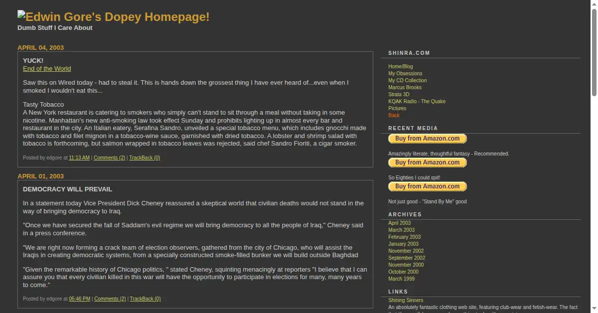 frootbat.com as the Internet Archive first saved it, 14 Apr 2003