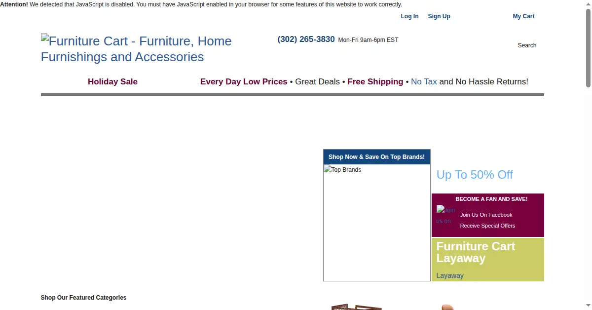 furniturecart.com as the Internet Archive first saved it, 6 Jan 2012