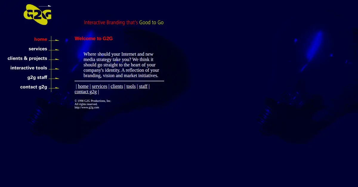 g2g.com as the Internet Archive first saved it, 25 Jan 1999