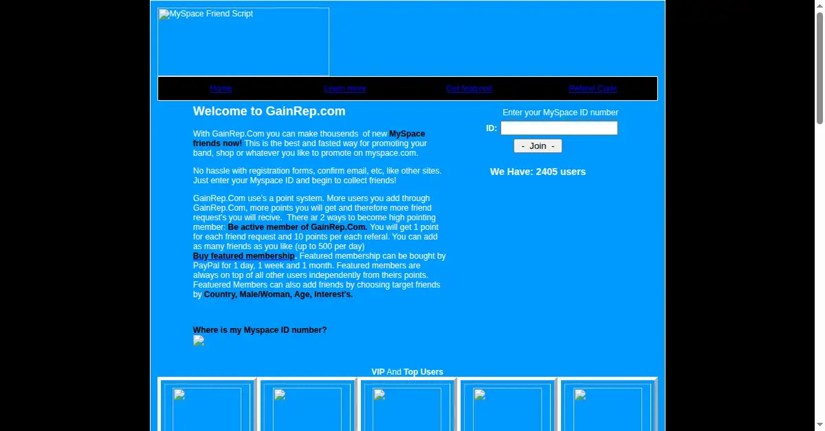 gainrep.com as the Internet Archive first saved it, 12 Oct 2007