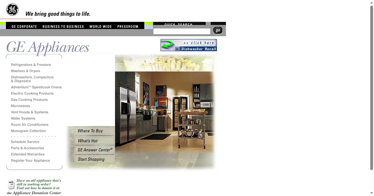 geapplianceparts.com as the Internet Archive first saved it, 4 Apr 2001