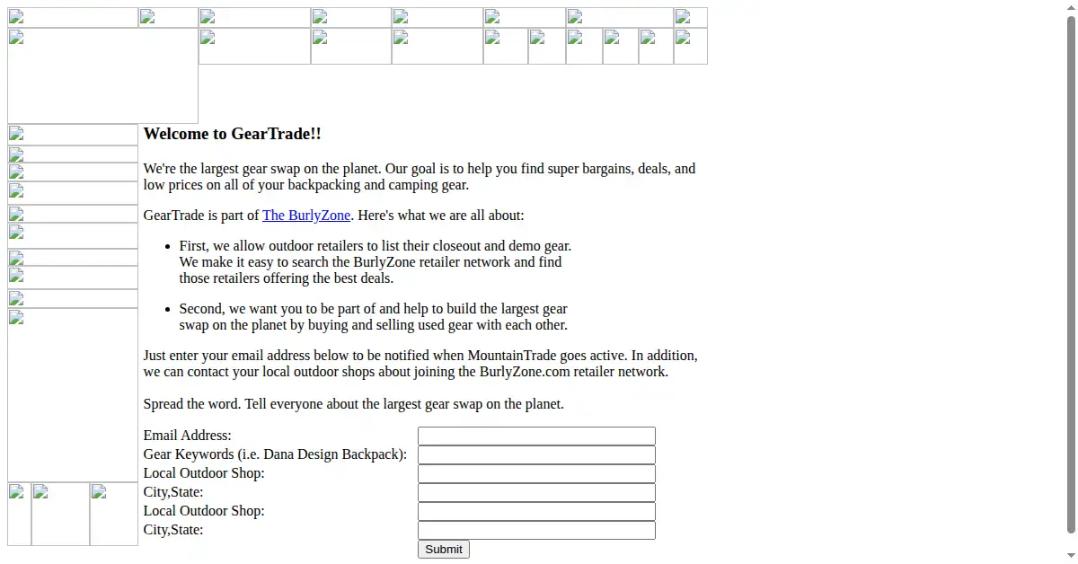 geartrade.com as the Internet Archive first saved it, 28 Nov 1999