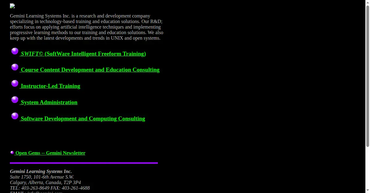 gemini.com as the Internet Archive first saved it, 4 Nov 1996