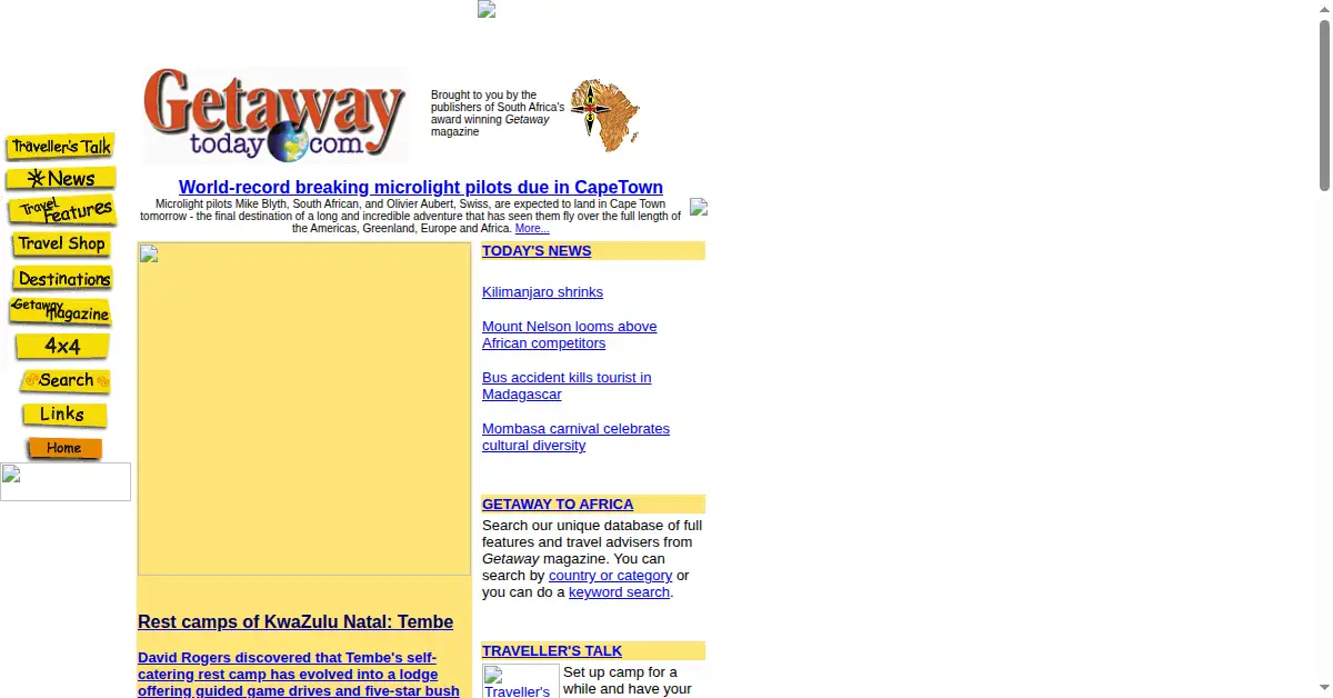 getawaytoday.com as the Internet Archive first saved it, 27 Nov 1999