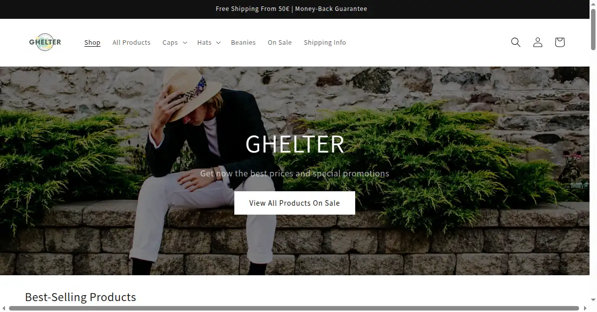ghelter.com as the Internet Archive first saved it, 3 Sep 2022